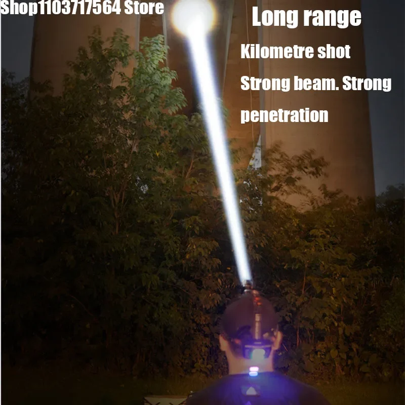 

Headlight 596 long range wick charging headwear telescopic zoom ultra long endurance outdoor super light
