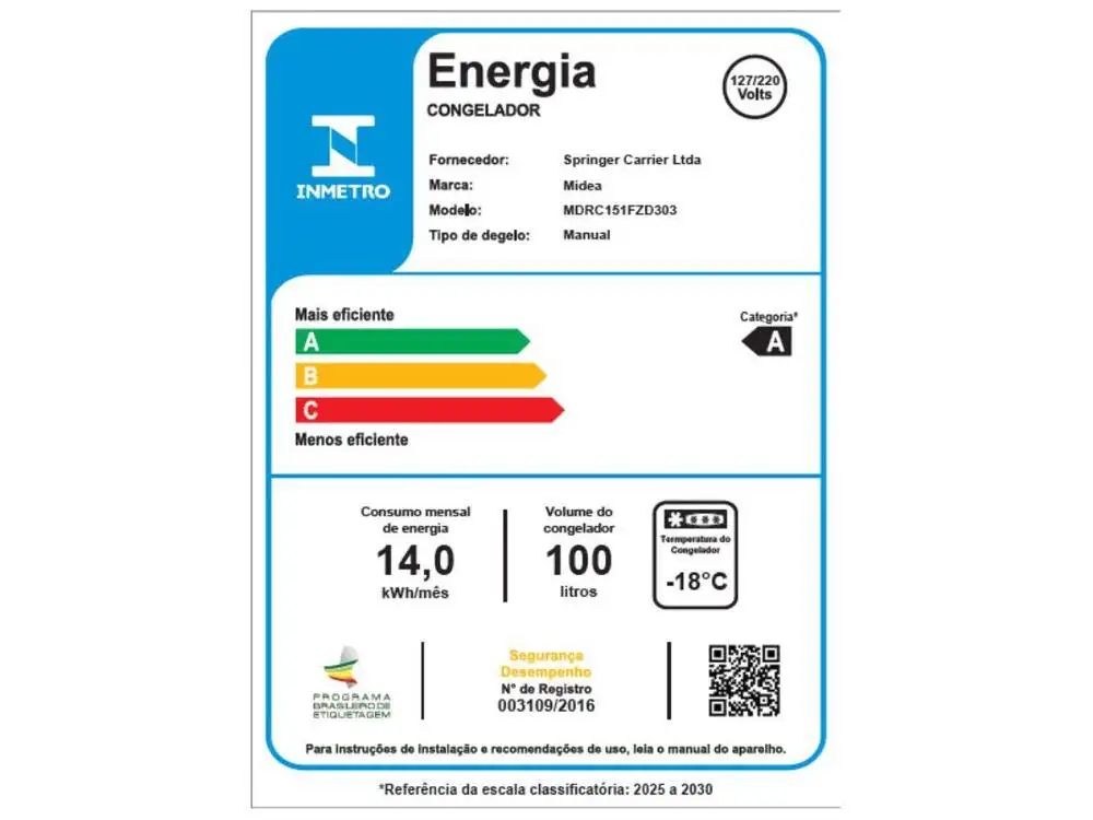 Freezer Horizontal Midea 100 Litros MDRC151FZD303 - Bivolt 5