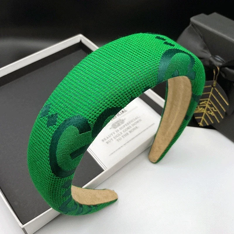 Fashion Green Letters Hair Bands Girls Vintage Elastic Headbands Sponge Hairbands Hair Hoop Korean Accessories for Women