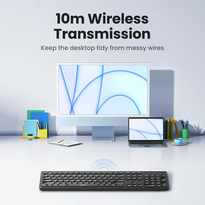 Wireless Keyboard Mouse Set 2.4G 4000DPI Ergonomic Mice 104 Keys For Computer Laptop PC English US Arabic Keycaps Layout