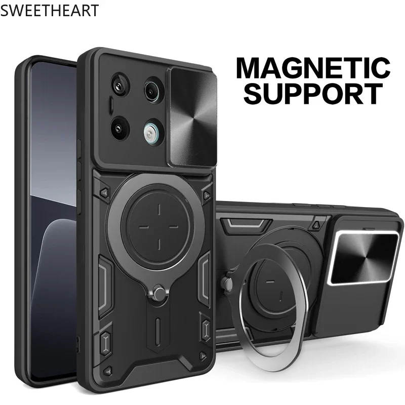 Coque de protection magnétique pour appareil photo Armor Slide pour Xiaomi Redmi Note 13 12 11 10 Pro Plus Redmi Note 13 12 12S 11S 10S 5G_voghion.com