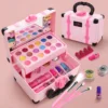 Girls Cosmetics Makeup Box Princess Makeup Girl Toy Play Set Lipstick Eye Shadow Nail Polish Nontoxic Kid Birthday Toy for Girls 3
