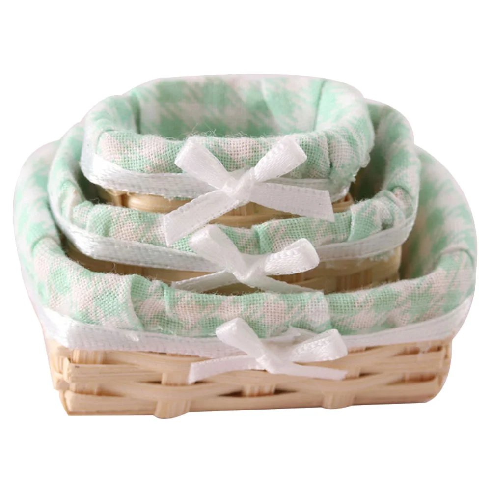 

3 Pcs Miniature Woven Baskets Hamper Adornments Fruit Bamboo Crafts to Weave Toy Picnic Miniatures for