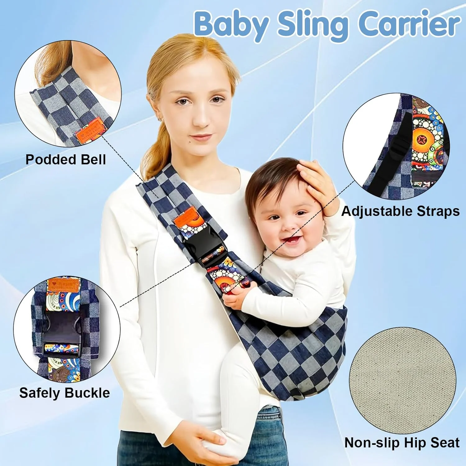 Baby Sling Carrier Baby Carrier Newborn to Toddler Sling Lightweight Baby Carrier Sling with Adjustable Straps Toddler Carrier 6