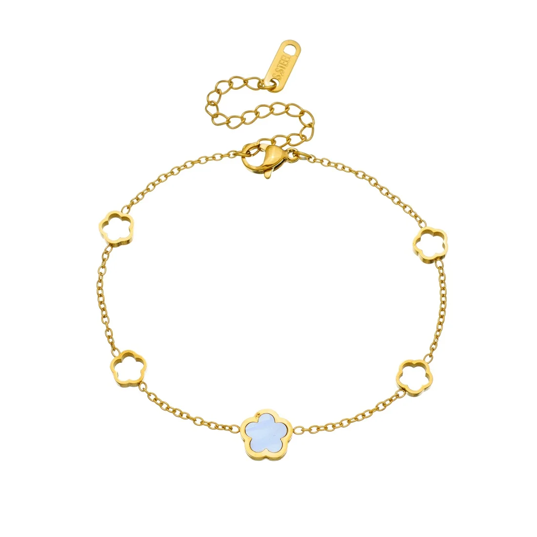 Weißes Muschel-Inlay Hohlblumen-Serie Armband für Damen 316L Edelstahl Klassischer Nicht-Verblassender Partyschmuck Geschenk – Detail 6