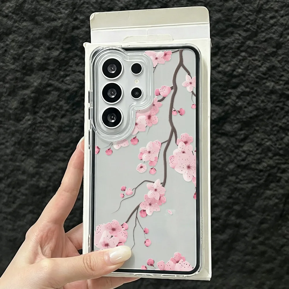 Peach Blossoms Transparent TPU Phone Case Cover
