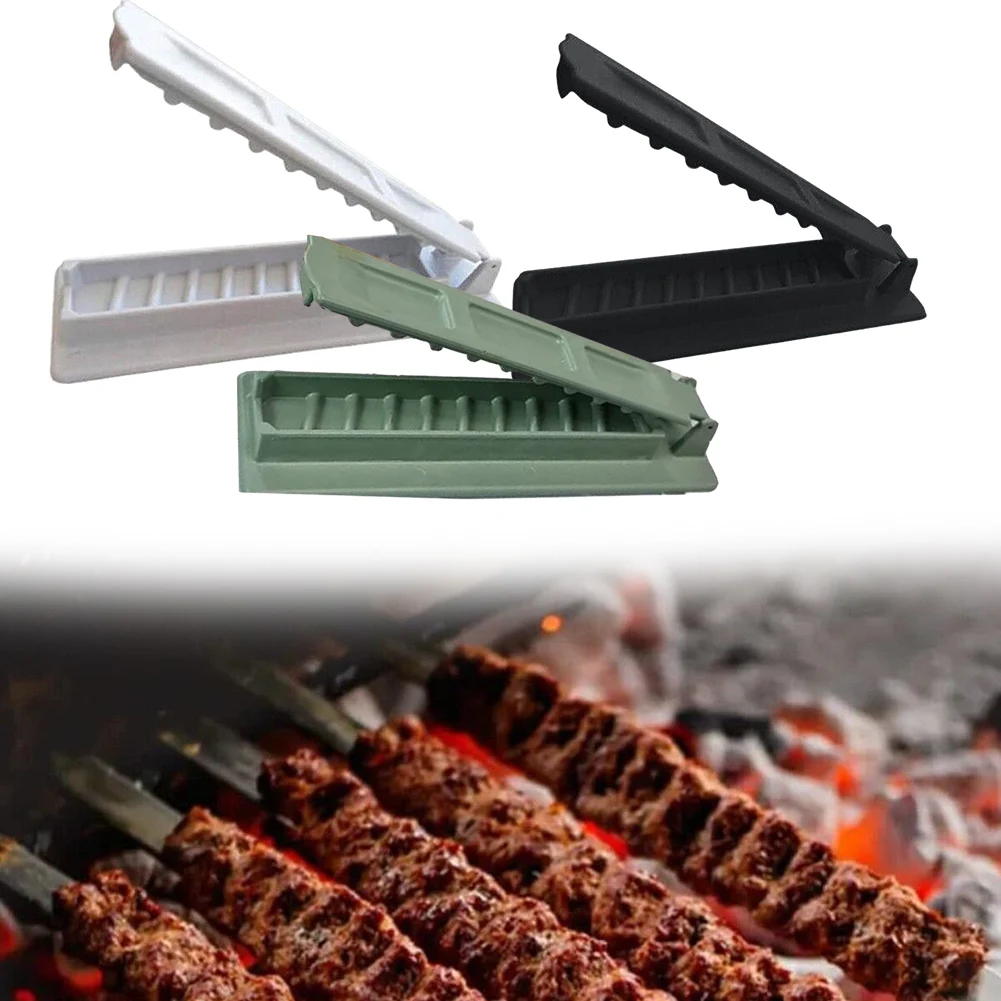 

2PCS Kewers Kebab Maker Barbecue Stringer Box ABS Machine String Grill Skewer Tool 29x7.3x2.6cm Grill Replacement Parts