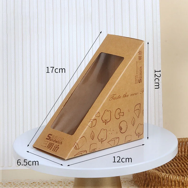 Kraft Paper Sandwich Boxes with Clear Window – Disposable Triangular Packaging for Sush... - SKU KPSB0919 - UGI Packaging