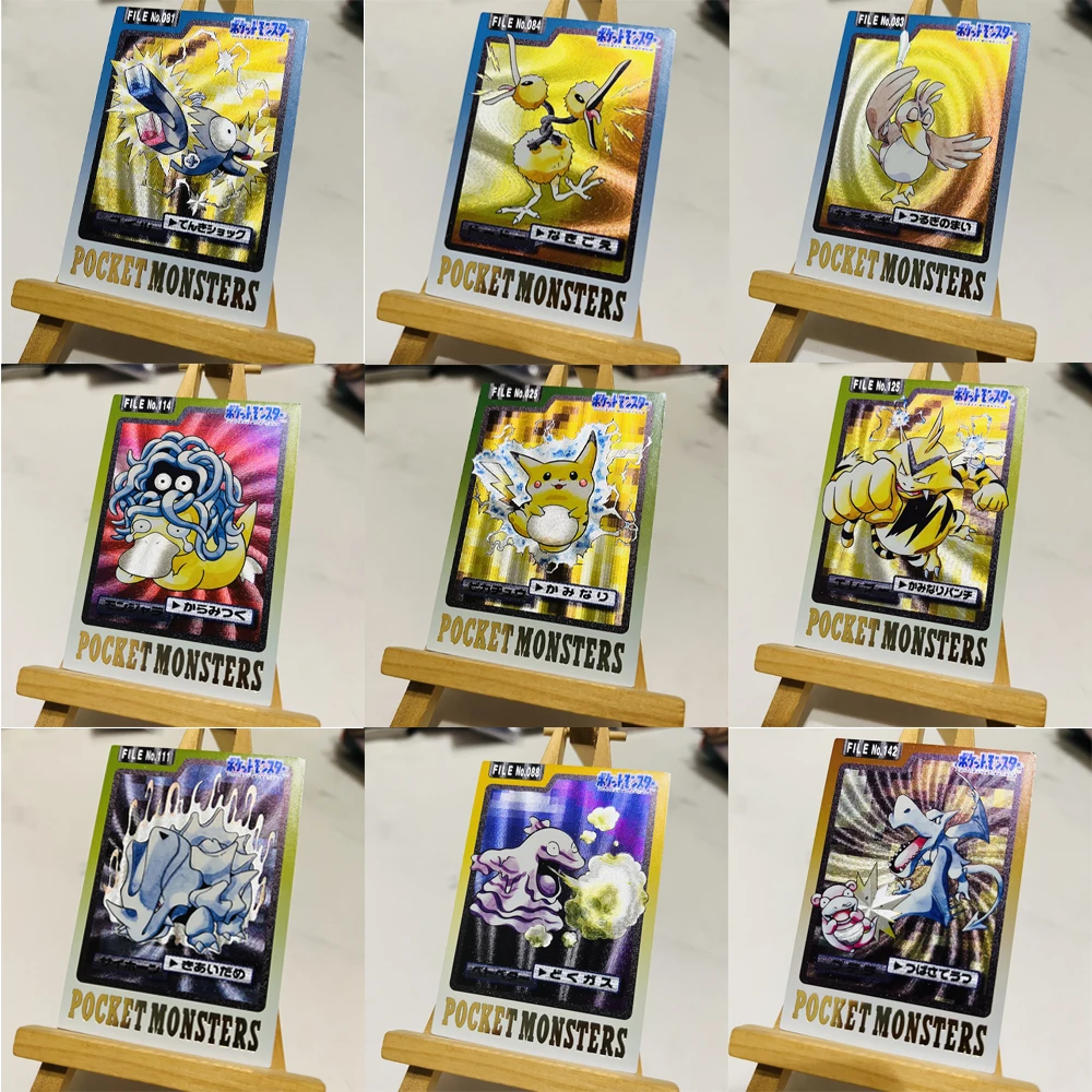 

18Pcs/set Pokemon Coarse Flash Cards PTCG First-Generation Illustrated Cards Pikachu Anime Game Collection Cards Gift Toys