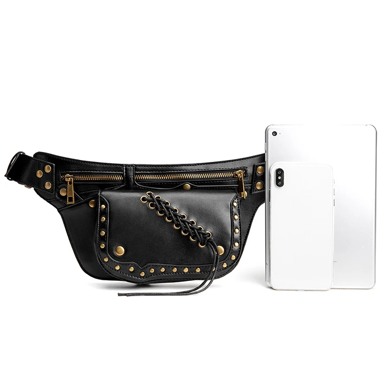 Teampunk Waist Bags Chest Pack Punk Style Bag Thigh Hip Belt Packs PU Leather Medieval Shoulder Bag Cell Phone Crossbody Bag