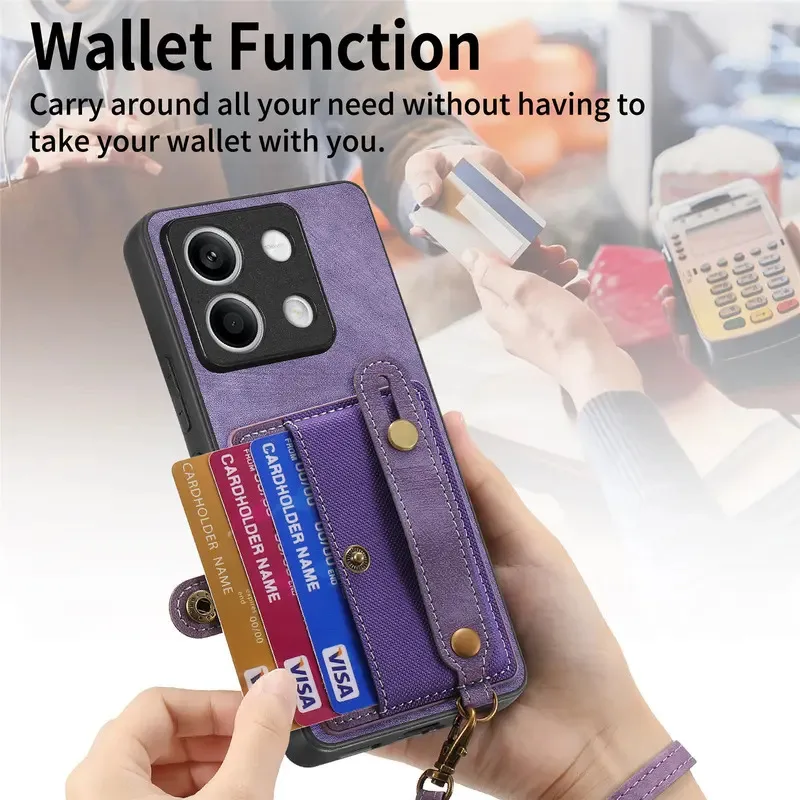 Wristband Leather Wallet Phone Case with Card Pocket