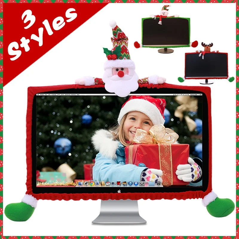 

Новогодний эластичный чехол для монитора компьютера, с оленями