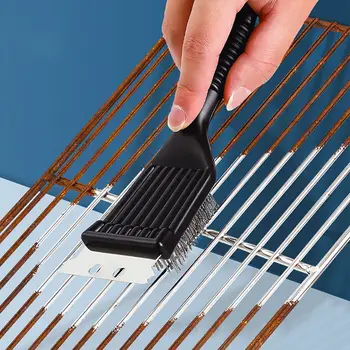 1 pc- Stainless steel wire baking brush, barbecue stove cleaning brush, grill rack cleaning brush, blade, two in one 1