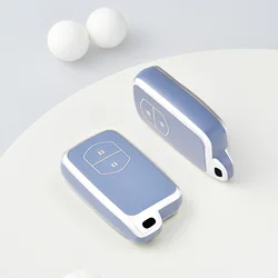 Premium TPU Car Remote Key Case Cover for Keyless Entry Fobs, 2 - Button Design (Blue silver)