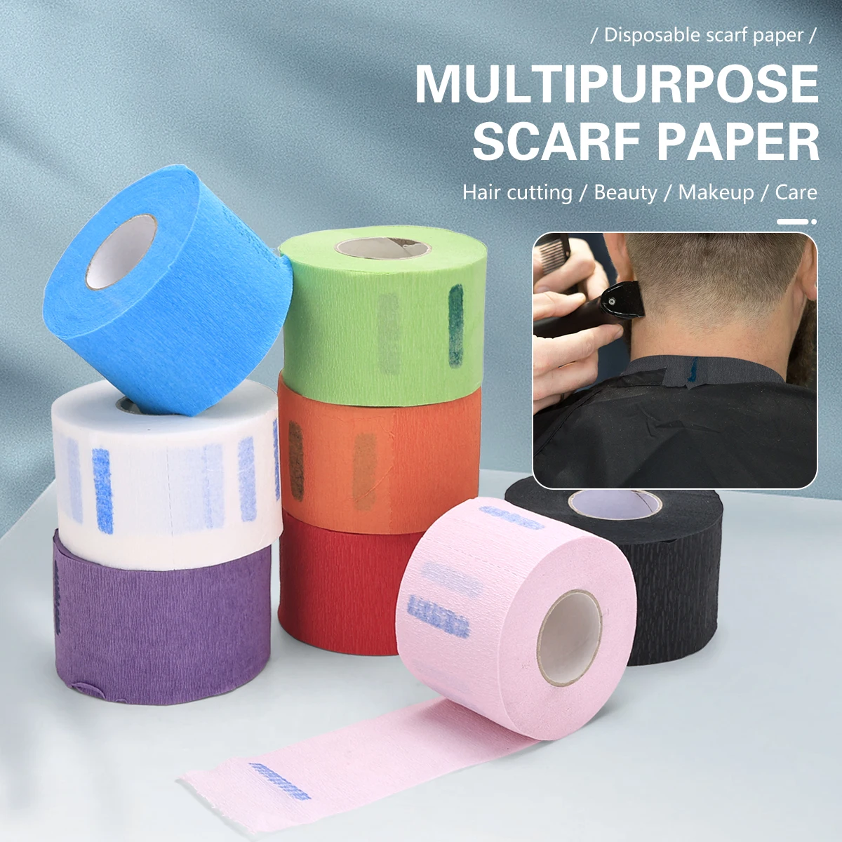 5 Rollen/Packung Elastisches Haar Schneiden Hals Papier Einweg Haar Schneiden Hals Papier Einstellbar Acht Farbe Friseur Salon Styling werkzeug – Detail 1