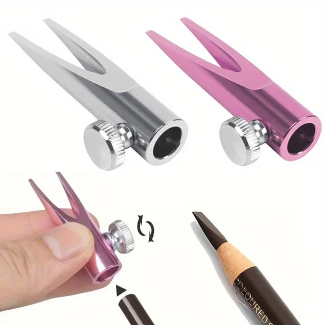 1pc Eyebrow Pencil Sharpener Cylindrical Metal U-shaped Eyebrow Pencil Sharpener With Double-sided Card Slot 1