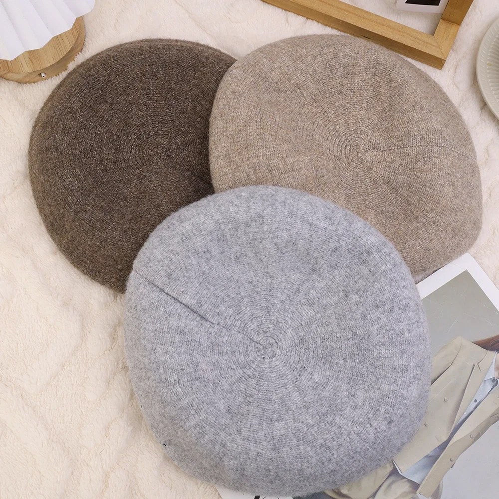 Women's Beret Hat Elegant Autumn Winter Warm Painter Style_voghion.com