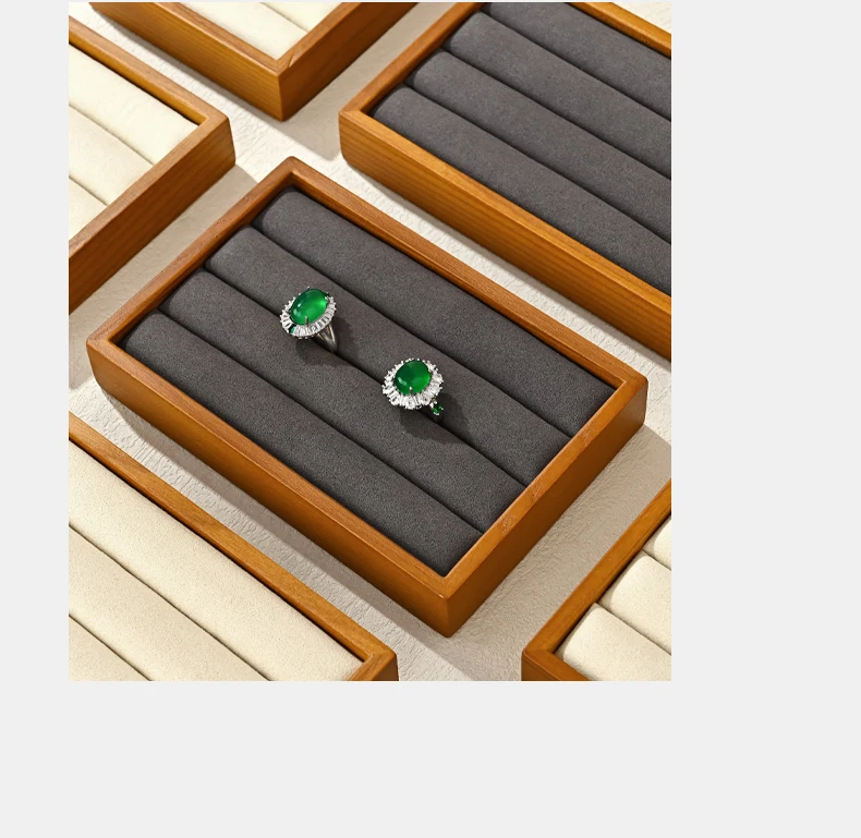 Oirlv New Solid Wooden Ring Tray Jewelry Display Storage Plate For Ring Jewellery Counter Showcase Props Jewellery Organizer