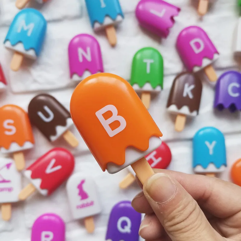 Alphabet Learning Ice Cream ABC Matching Toys Montessori Preschool Learning Letters Color Sorting Stacking Toys for Toddlers 3+