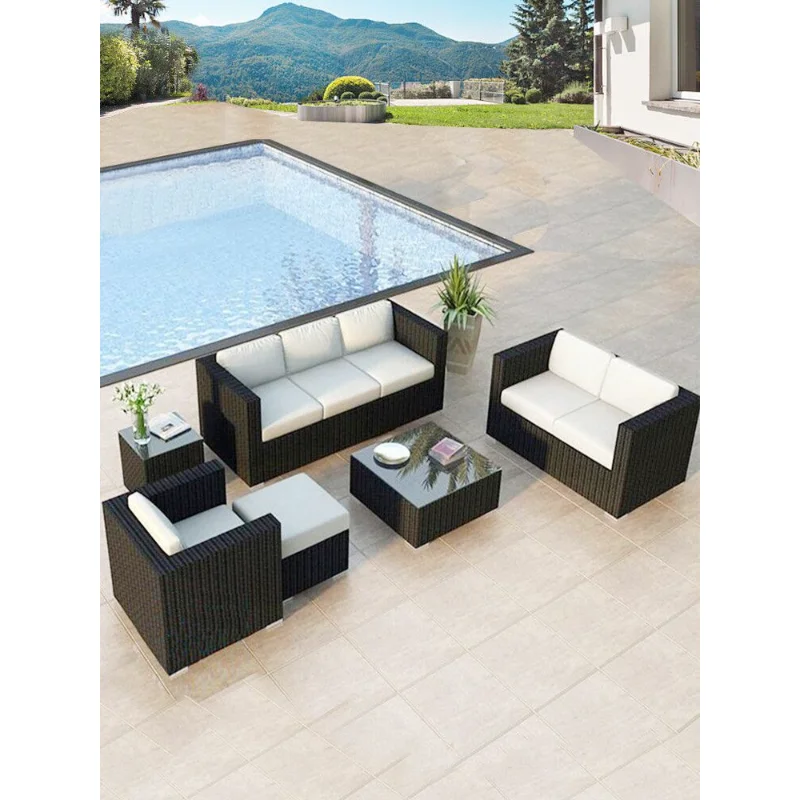 Vine Chair, Vine Weaving Outdoor Sofa, Sun Protection and Waterproof Combination, Living Room, Courtyard, Outdoor Vi