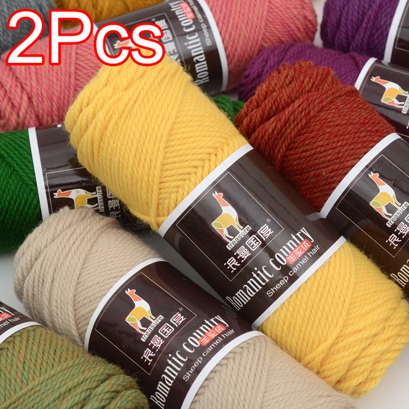 2Pcs total 200g Hand knitting Alpaca yarn Soft Warm Wool Crochet Yarn Thread knit sweater Scarves blanket Gloves line thick lana 5