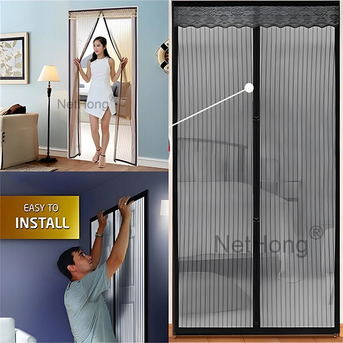 Magic Curtain Door Mesh Magnetic Fastening Mosquito Fly Bug Insect Net Screen