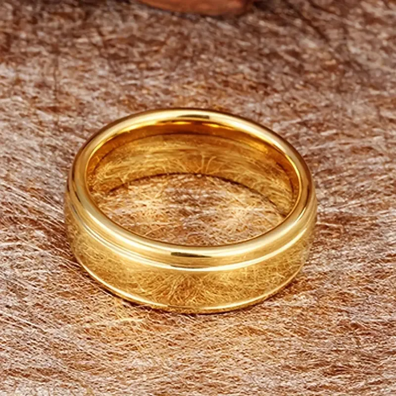 Gold Color Men Tungsten Carbide Ring Fashion Classic Style Anti-Scratch for Wedding Bands Party Rings Jewelry