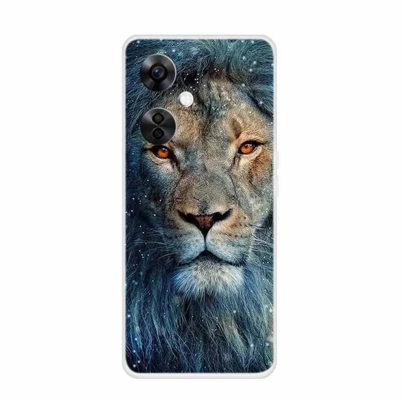 Clear Wolf Design Soft TPU Silicone Phone Cover - Transparent Etui for OnePlus Nord CE 3 Lite