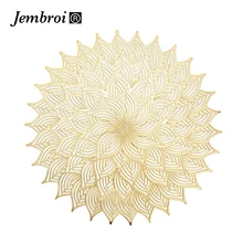 

Gold Sunflower Coasters Luxury PVC Placemats for Table Hotel Soft Insulation Pads Round Placemat Wedding Christmas Home Decor