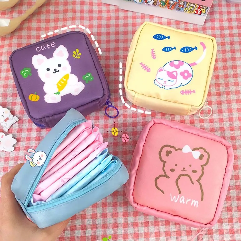 

Bunny Bear Rabbits Stationery Organizer Waterproof Dinosaur Cat Coin Purse Sanitary Napkin Bag Lipstick Pouch Cosmetic Bag