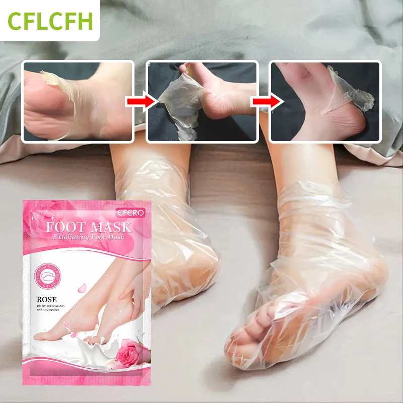 

Exfoliating Foot Mask Anti Drying Cracking Heel Peeling Scrub Dead Skin Remover Spa Pedicure Socks Feet Moisturizing Rose Mask