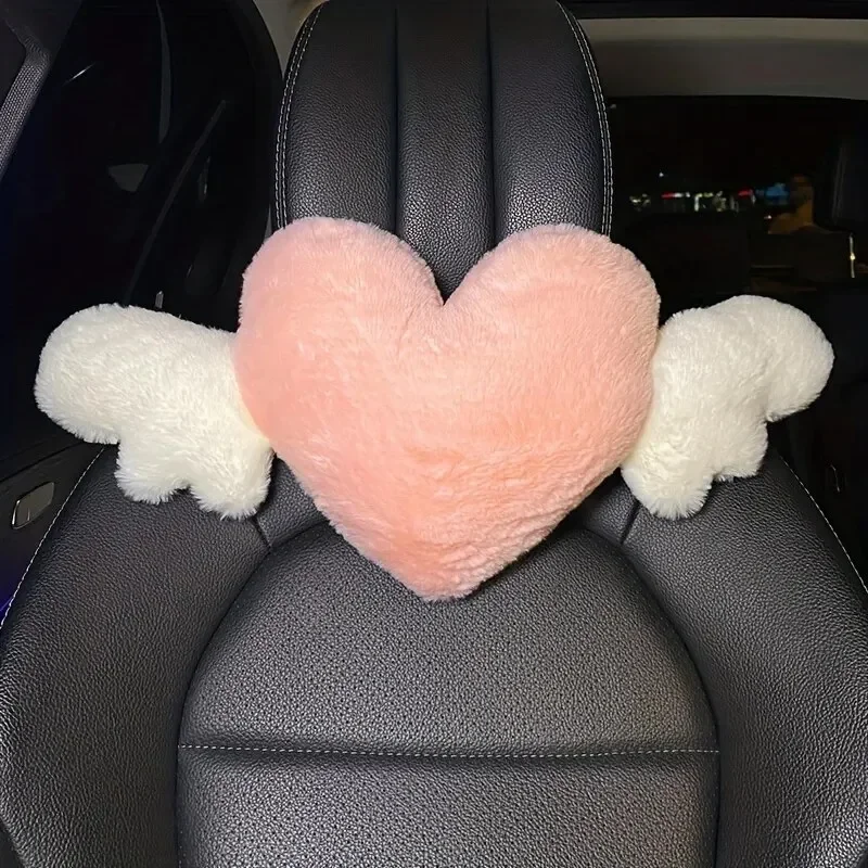 1pc Cute Cartoon Car Headrest Pillow Neck Support Pillow Love Heart Back Waist Pillow Seat Back Cushion Car Interior Decoration 5