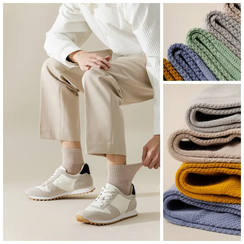 Calcetines de algodón 100% para hombre, medias de malla transpirable de alta calidad, duraderas, informales, de Color sólido, 5 pares