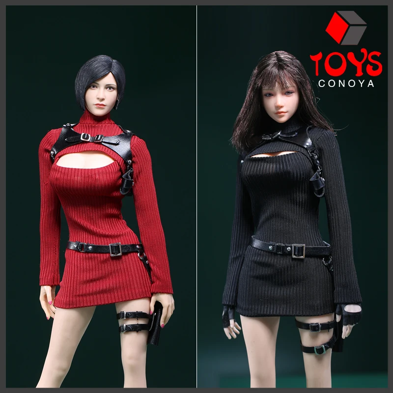 

JO23X-06 1/6 Scale Ada Wong Red High Neck Long Sleeves Sweater Holsters Set Fit 12'' Female Soldier Action Figure Body Dolls