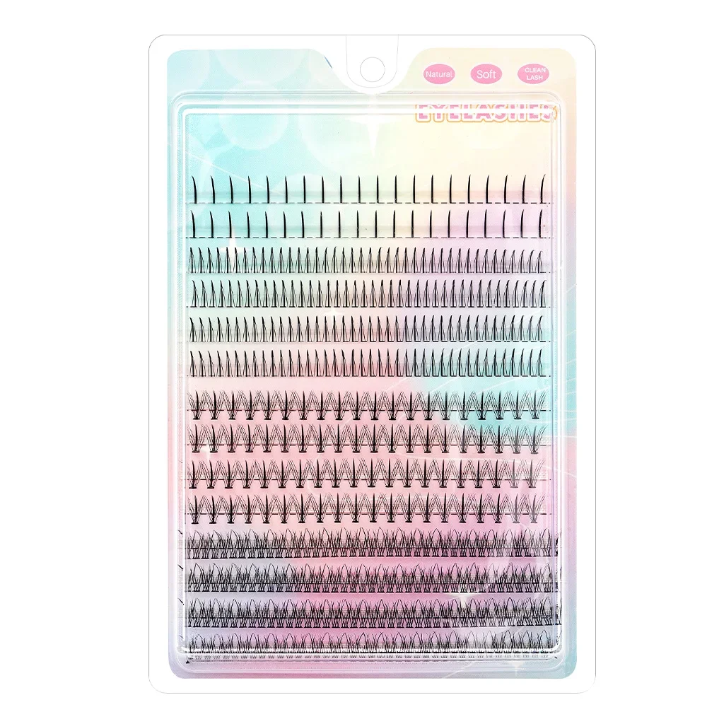 Description Picture 2 of item3D Heat Bonded False Lashes Individual DIY A/M Shape Spikes Cluster Eyelash Extension Fish Tail Mix Makeup Natural Premade Fan