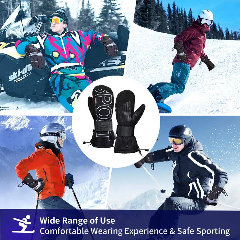 Winter Ski Gloves Touch Screen Warm Gloves 3M Velvet Thickened Gloves Wrist Guard Waterproof Sports Riding Gloves with Guard 5