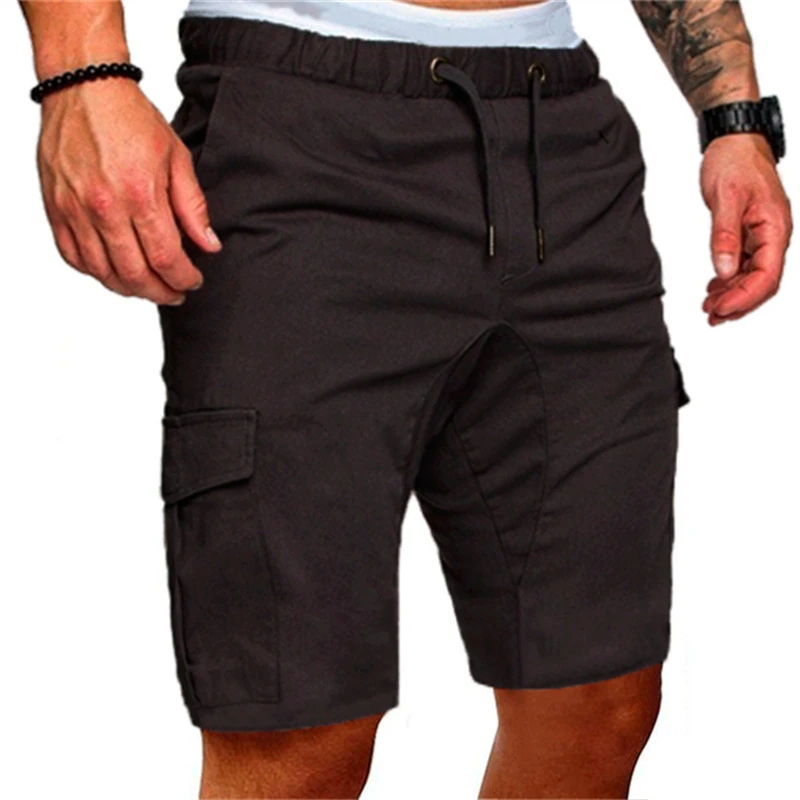Fashion Summer Men Shorts Casual Jogging Fitness Breathable Shorts Drawstring Solid Color Sports Shorts