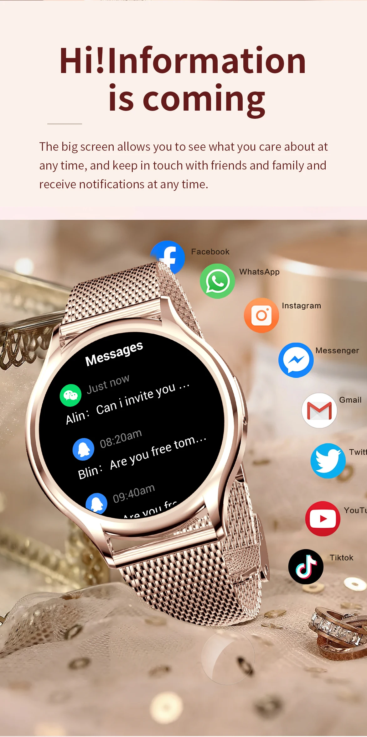 Smartwatch Women 1.27 Inch Bluetooth Call Smart Watch Custom Dial Watches Heart Rate Tracker Female physiology For Android IOS 4