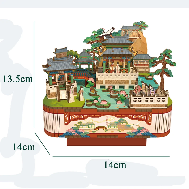 NEW DIY Wooden Ice and Snow Music Box Model Building Kits 3D Puzzle With Lights Toys for Children Birthday Gifts Home Decor 5
