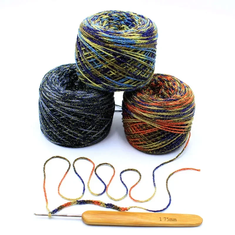 200g/lot Yarn For Knitting& Crocheting matethreads DIY Yarns crochet Metallic + Cotton metallized thread Hand Knitting ZL4 2