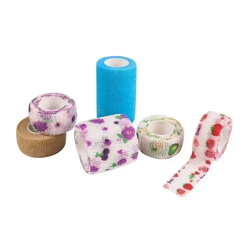 1pc 2.5cmX 4m Printed Self Adhesive Elastic Pet Bandage Wrap Tape Disposable Shoes Ourdoor Dustproof Pet Wound Care Accessories