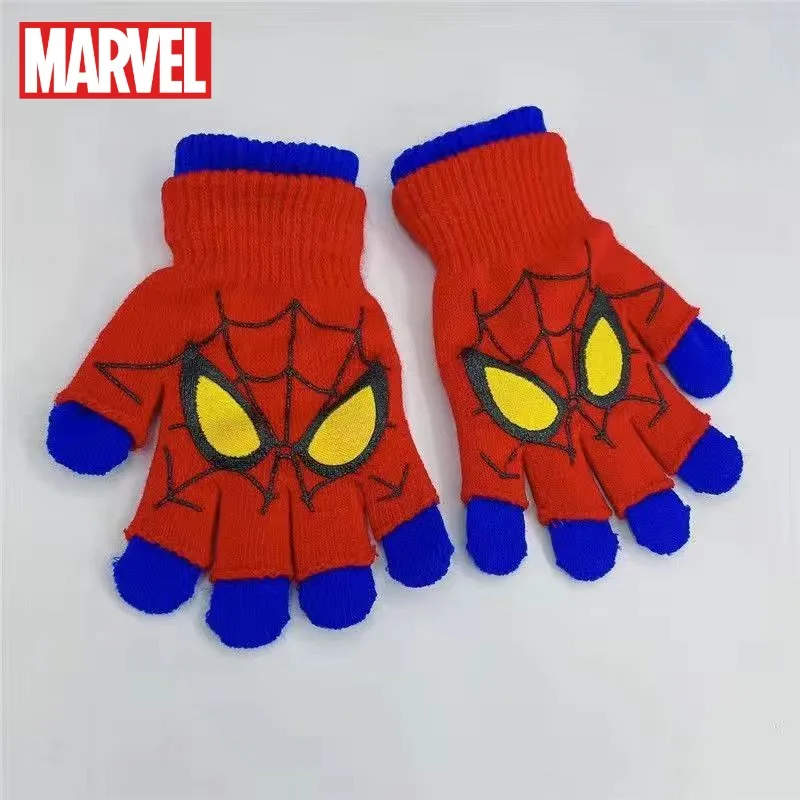 

New Marvel Avengers Spider-Man animation peripheral knitted warm gloves cartoon male students Kawaii Christmas creative gift