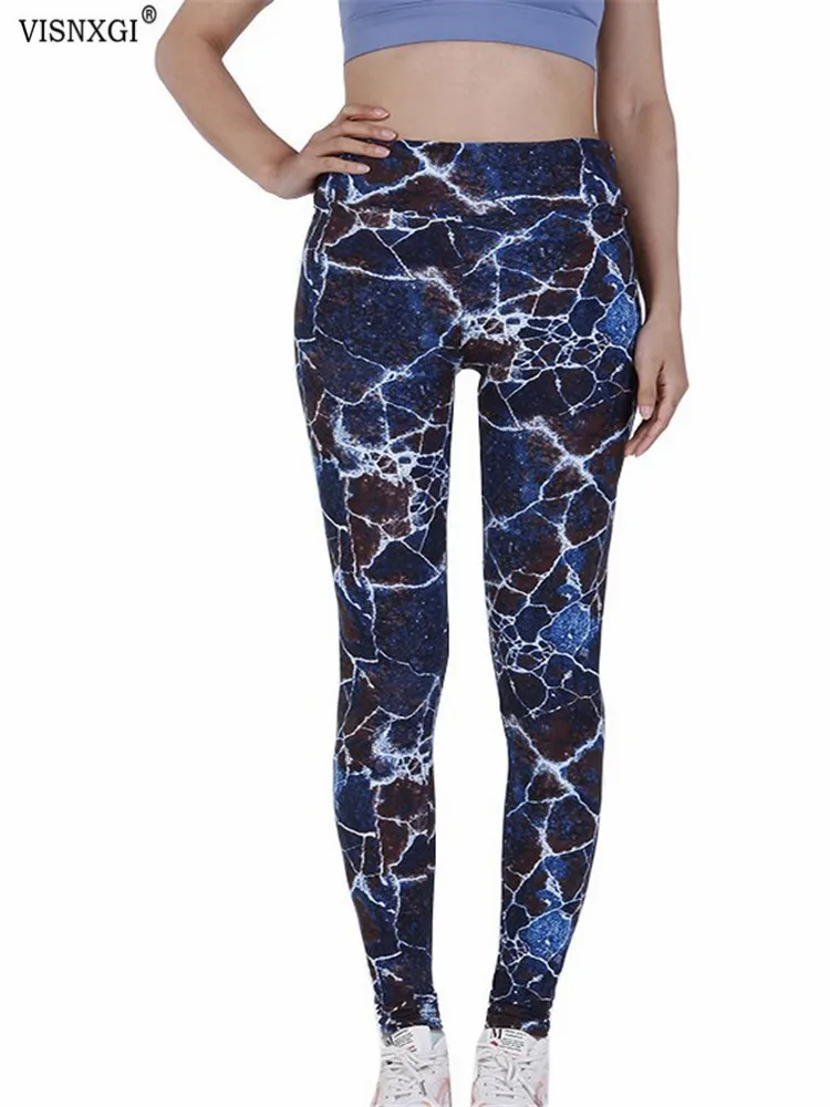 

VISNXGI High Waist Leggings Yoga Stretch Printed Push Up Leggins Fitness Exercise Breathable Workout Summer Pants Dropshipping