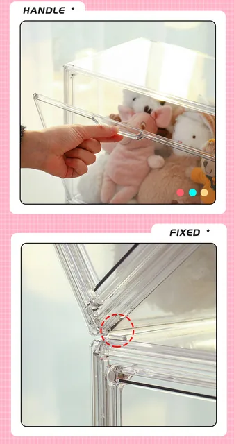 Large Capacity Doll Storage Artifact Stacked Transparent Display Cabinet  Dustproof Figures Plush Bear Cotton Toy Storage Box