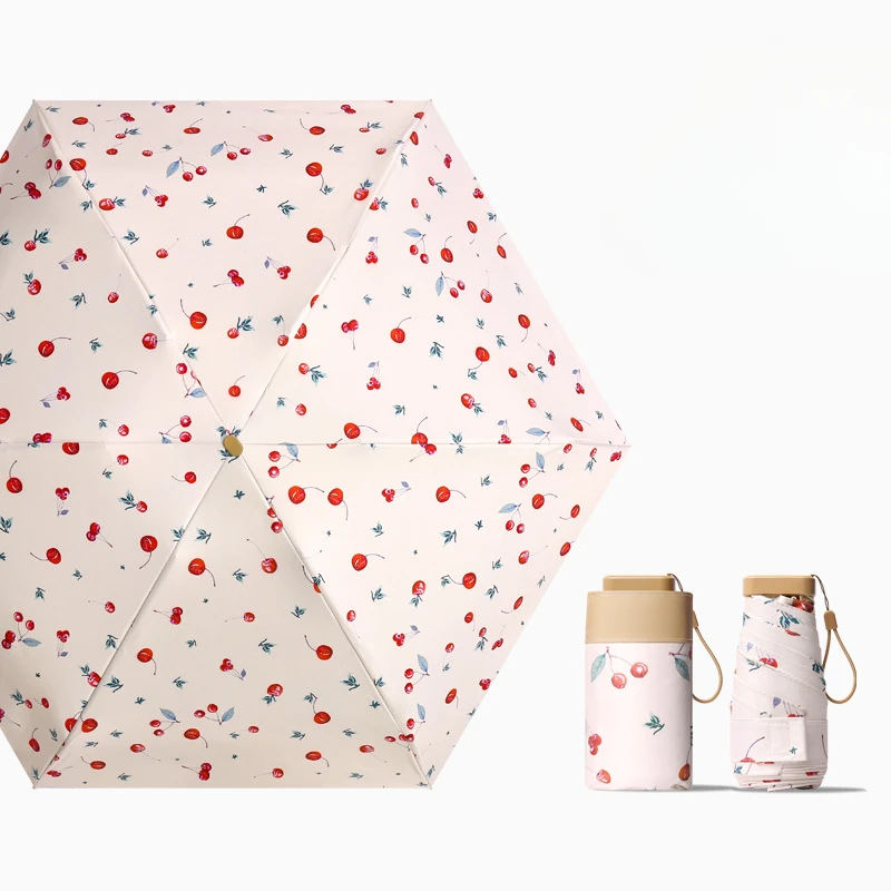 Flat Six Fold Pocket Umbrella Sun Umbrella Color Glue Sun Protection Protection Women's Folding
