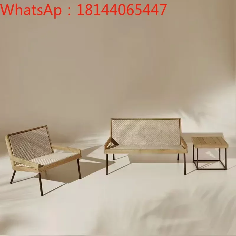 

Custom outdoor balcony rattan chair designer rattan sofa garden hotel sales department model house three-piece modular furniture