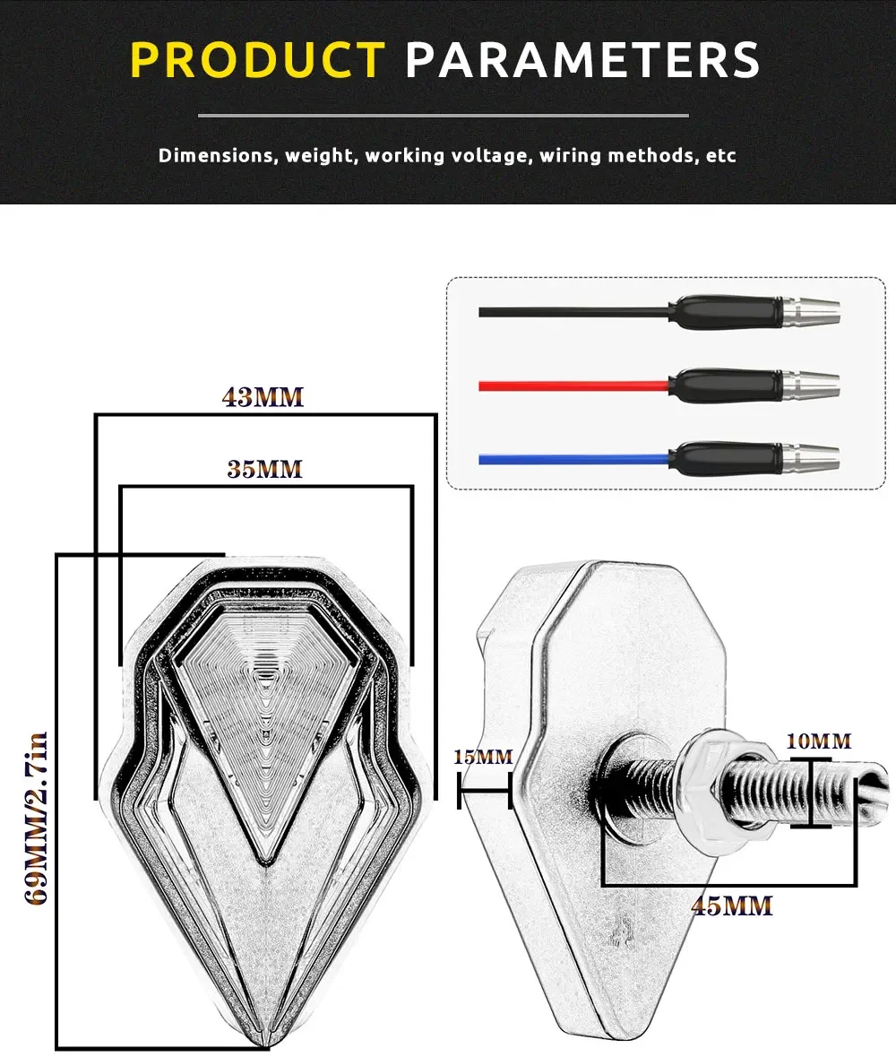 Shield Style Flowing Motorcycle Flashing Signal Light drl Driving Lights For motorcycle Scooter ATV Moto 12V 2pcs Motorcycle Light