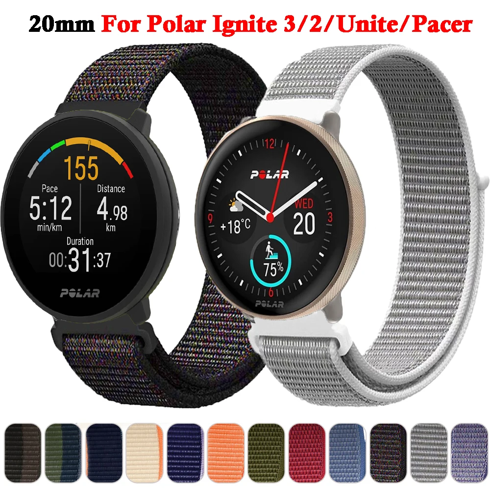 

20 мм нейлон для Polar Ignite 3 Band для Polar Unite/Ignite 2/Pacer сменный Браслет для COROS APEX 2/Suunto 3 Fitness