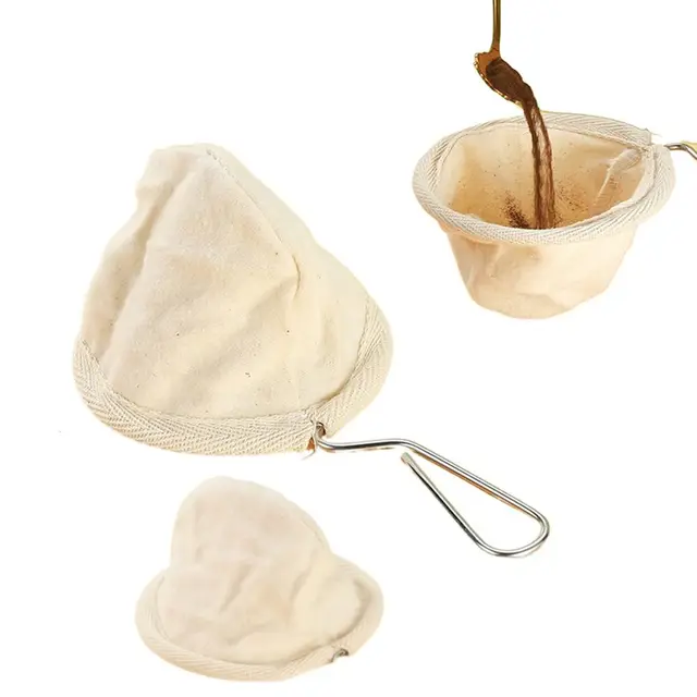Flannel Cloth Coffee Filter Strainers Small Coffee Filter Sock Fabric Tea Filter Dripper with Stainless Steel Handle