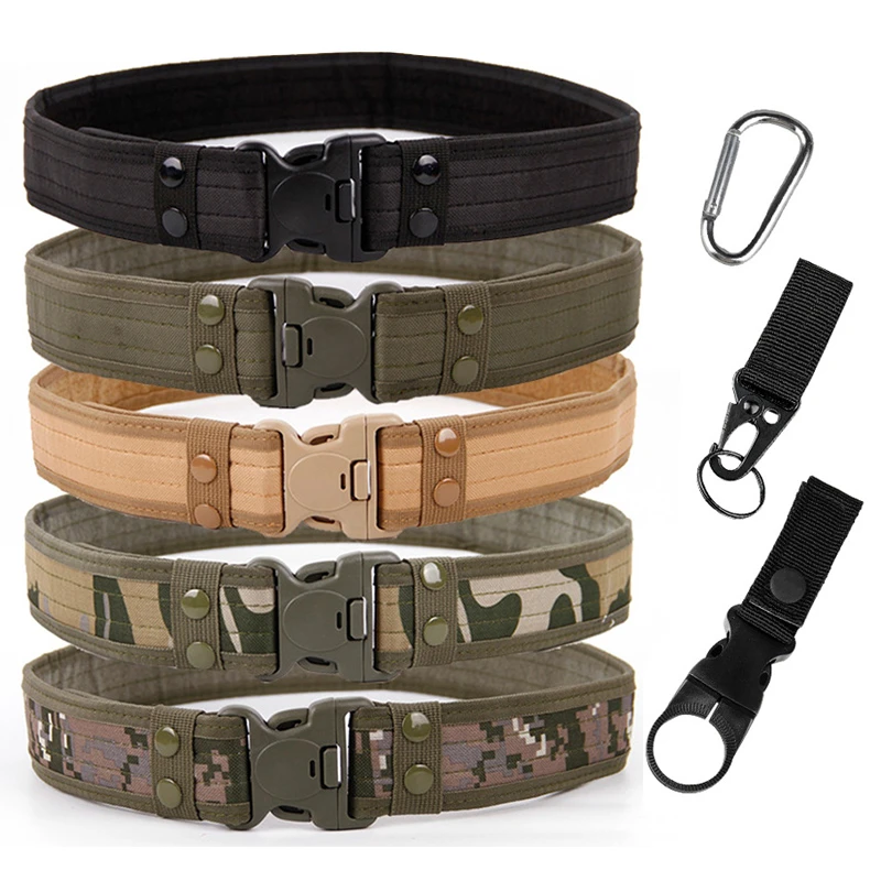 Conjunto de cinturón de combate de estilo militar para hombre, cinturones tácticos de liberación rápida, pretina de lona militar, herramienta de para caza al libre, senderismo, moda|Cinturones de hombre| -